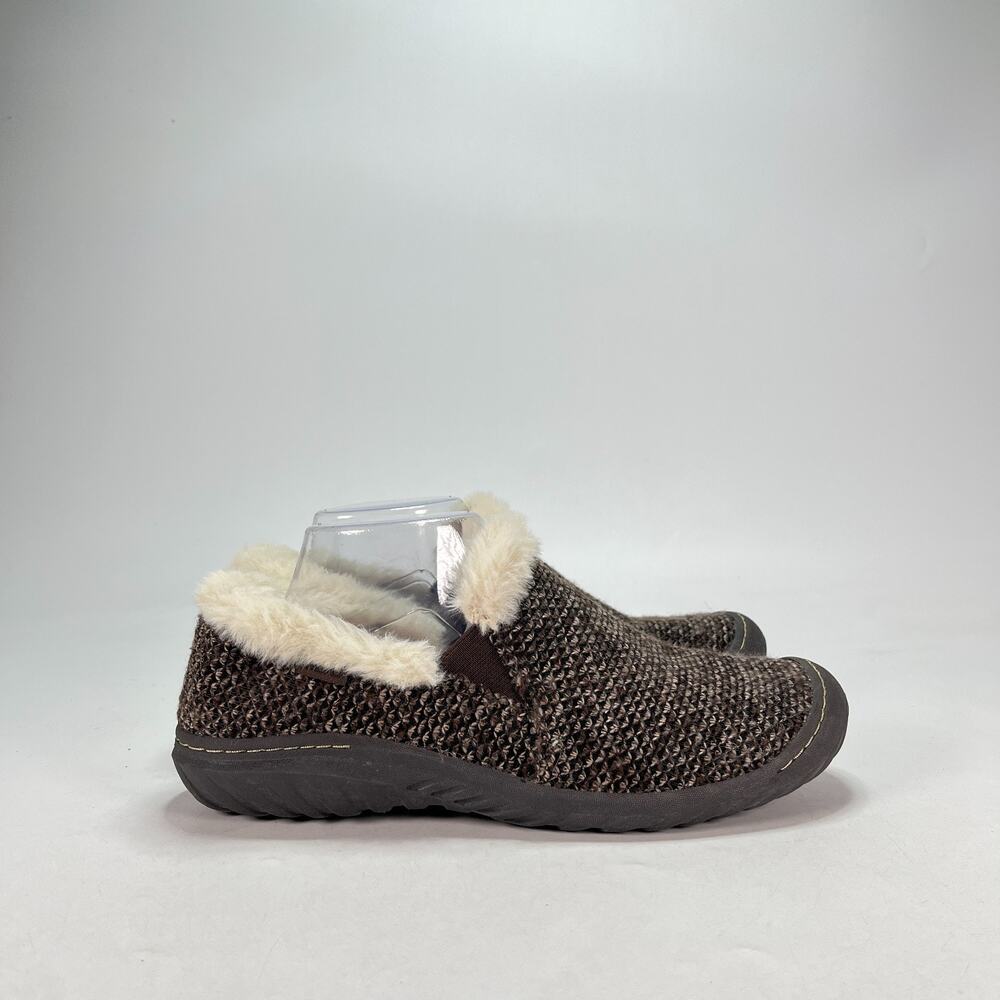 JBU by Jambu Willow Knit Brown Faux Fur Lined Slip On Clog Shoes Womens Size 10M